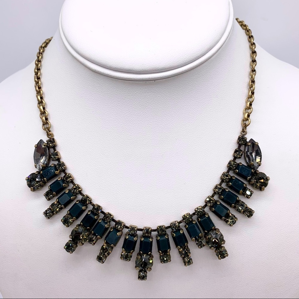 J. Crew Teal and Gray Jeweled Necklace